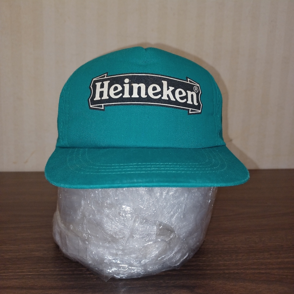 Vintage Heineken Snap Back Ball Cap MeshBrim Foam Green White Beer